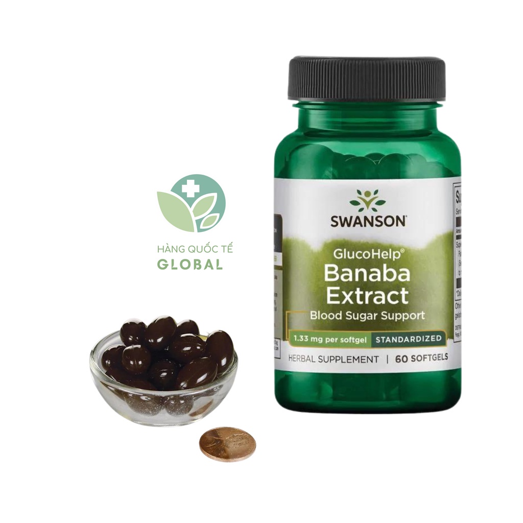 SWANSON BANABA EXTRACT, 60 viên, Hỗ trợ tiểu đường, chuyển hóa glucose