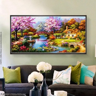 tranh thêu  chữ thập PHONG CẢNH ngôi nhà tổ ấm fj0701 k1 195x103cm fj0702