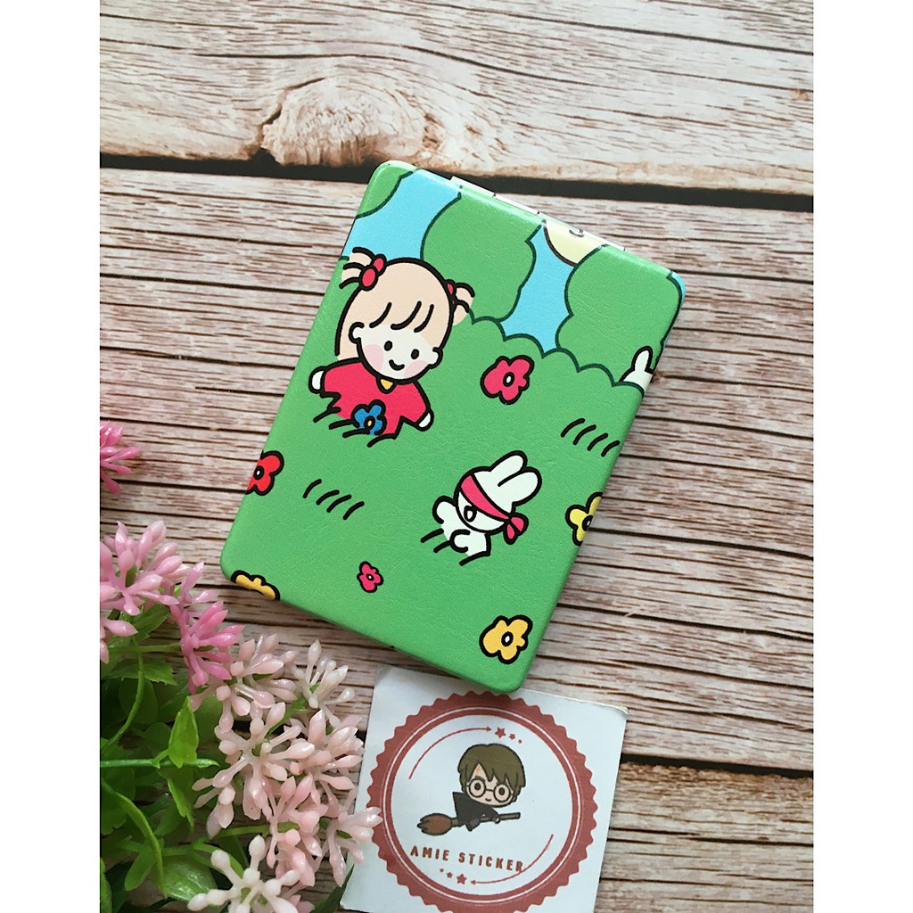 (Hình thật-mẫu đẹp) Gương mini 2 mặt chữ nhật hình bé váy đỏ cute!
