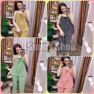 Đồ bộ mặc nhà, đồ bộ đẹp chất lụa satin, set đồ in họa tiết đẹp hàng đẹp như hình + Quần lửng
