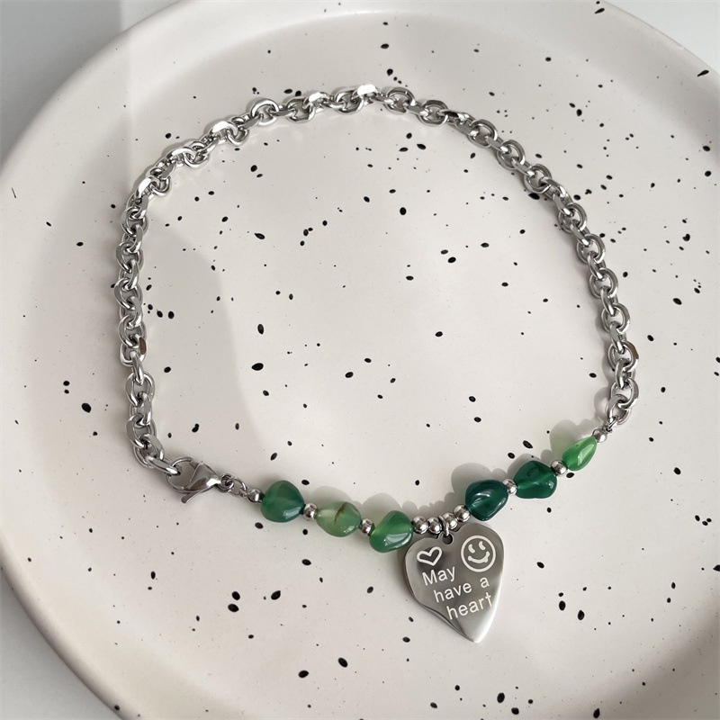 Dây Chuyền Thép Titan Mặt Thẻ Chữ Love Đính Đá Tự Nhiên 19A1299