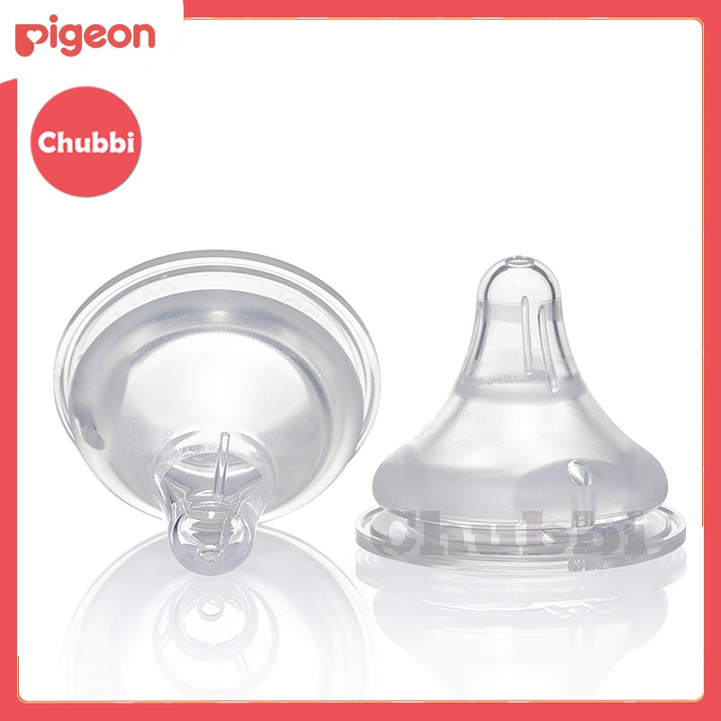 Núm Vú Silicon Siêu Mềm Cổ Rộng Pigeon Nhiều Size 2 Cái/Vỉ