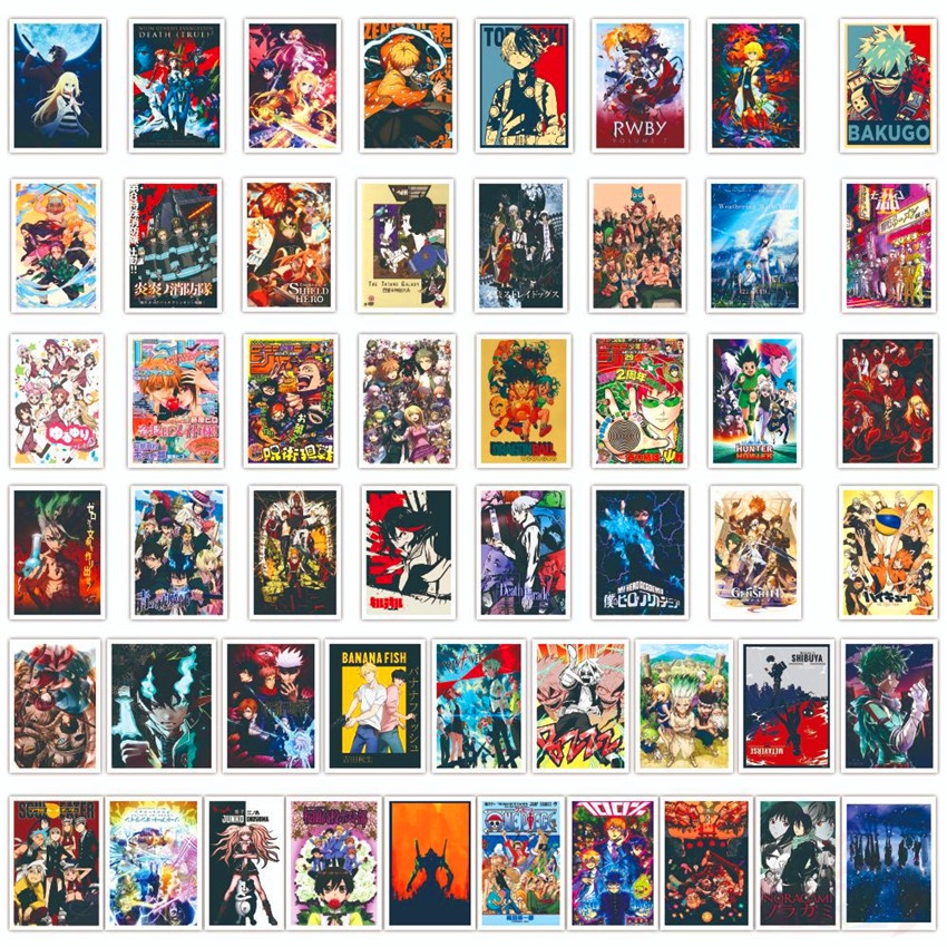 ❉ Comics Magazine Series 05 Shōnen Manga Mini Postcard Stickers ❉ 50Pcs/Set DIY Fashion Mixed Waterproof Doodle Decals Stickers