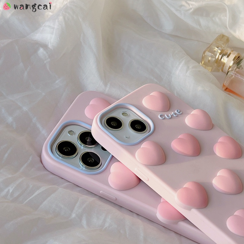 Ốp Điện Thoại Silicon Họa Tiết Trái Tim 3D Cho iPhone 13 12 11 Pro Max XS Max XR X 7 8 6 6s Plus