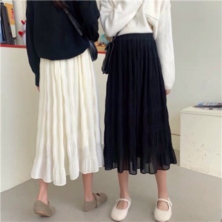 Chân Váy Midi Trơn Nhún 🌼 Hàng QC loại 1