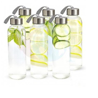 Bình nước thủy tinh, chai detox có dây xách 500ml