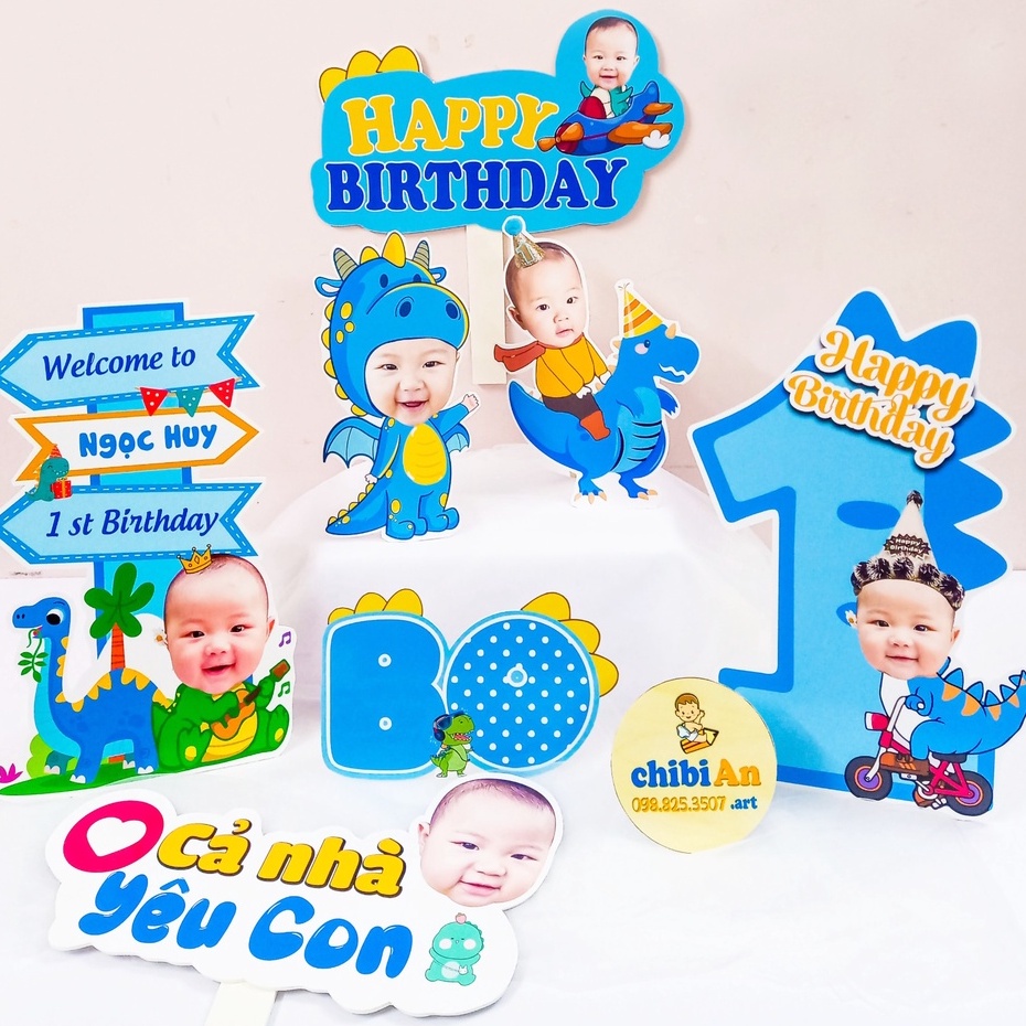 Combo thiết kế hình chibi trang trí sinh nhật cho bé theo yêu cầu