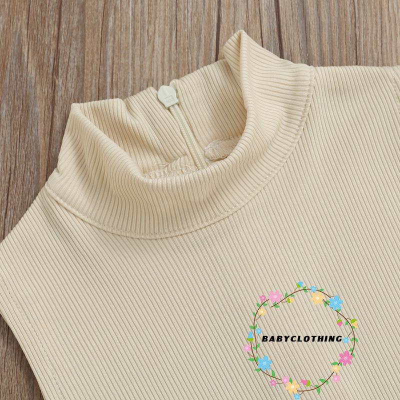 Áo liền quần cổ cao không tay màu trơn thời trang mùa hè năng động cho bé gái