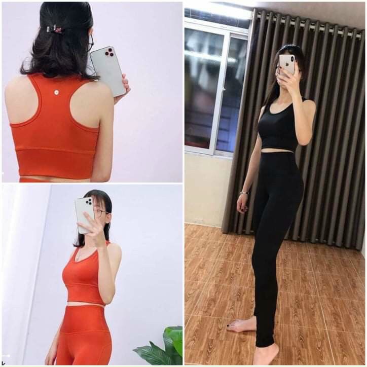 Đồ Tập Yoga Gym Thể Thao Nữ Set Thun Poly Áo Bra Kèm Mút Quần Dài Bin Sports BD069