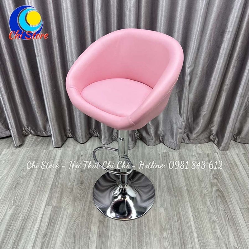 Ghế Ngồi Trang Điểm Chụp Hình Xoay 360 Độ, Ghế Makeup- Quầy Bar Chuyên Nghiệp Mẫu Da Liền Dày Dặn Chân To Khung Xịn