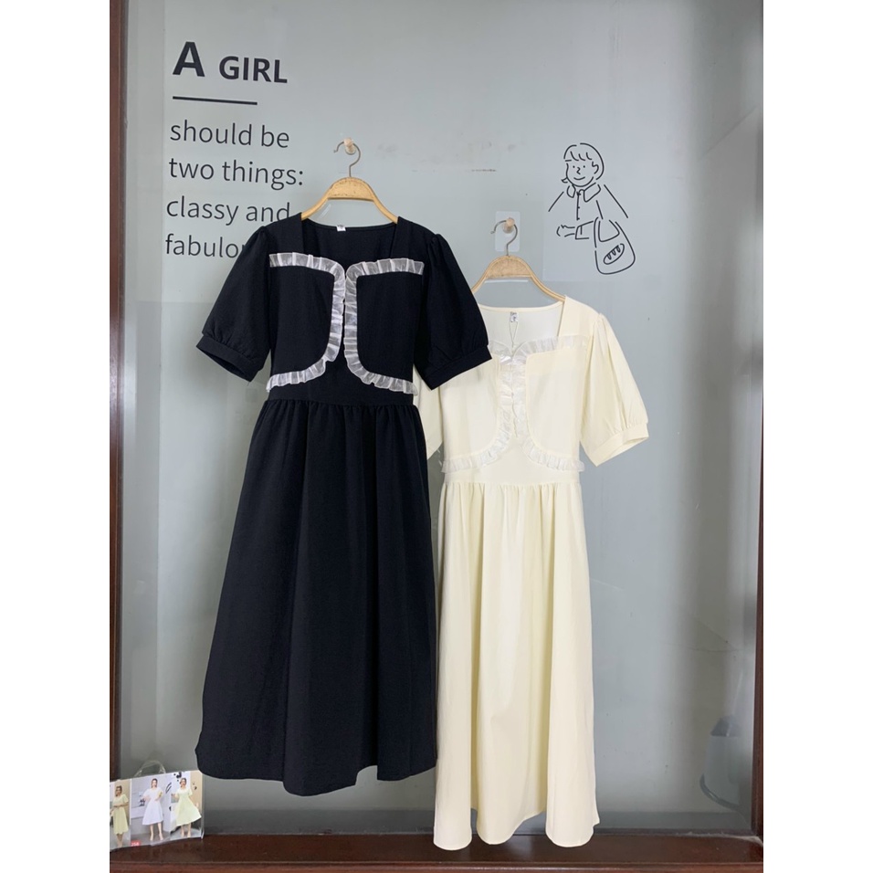 Váy Thiết Kế Công Sở Cao Cấp,Dáng Dài Tay Ngắn Cổ Vuông Dự Tiệc Sang Chảnh A004 Lin Store66