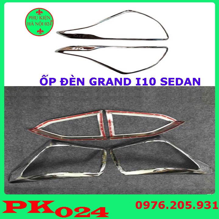 [Grand I10 Sedan] Ốp Viền Đèn Pha, Hậu Mạ Crom Cho Xe - Grand I10 Sedan