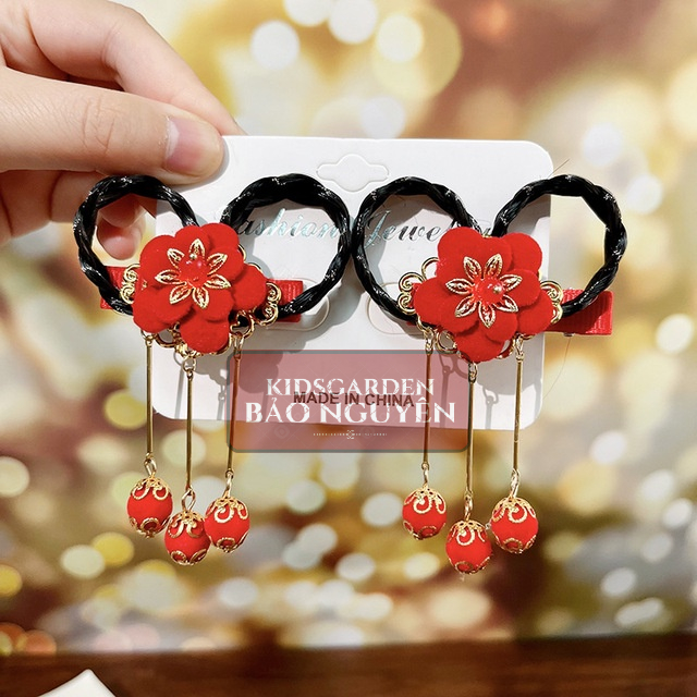 Kẹp tóc đẹp cho bé yêu mẫu có bím tóc giả cổ trang/cosplay - KIDSGARDEN BẢO NGUYÊN