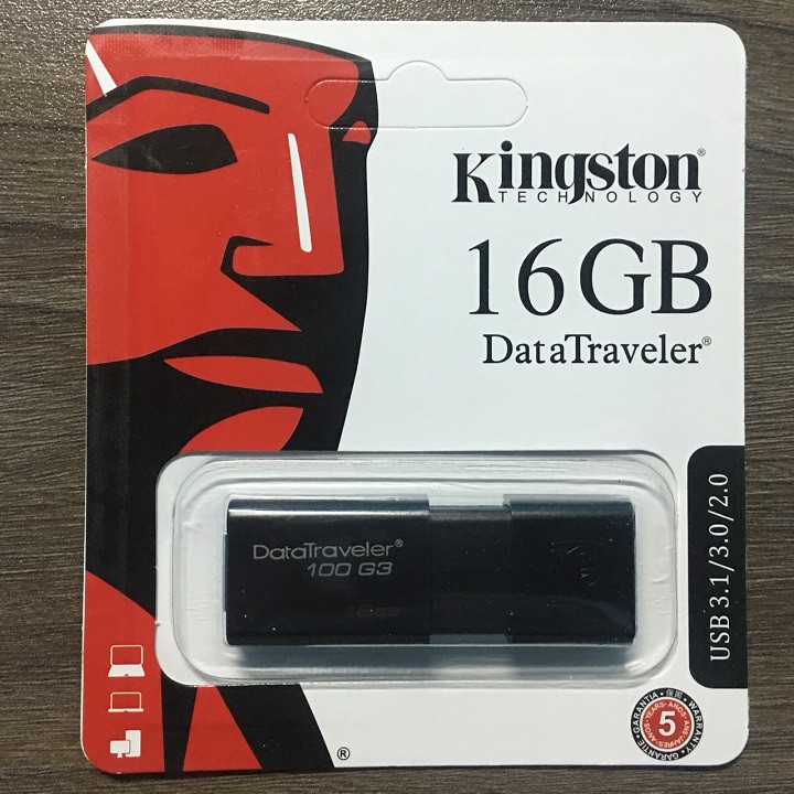 USB 3.0 Kingston 16GB – DataTraveler 100G3 – CHÍNH HÃNG – Bảo hành 5 năm