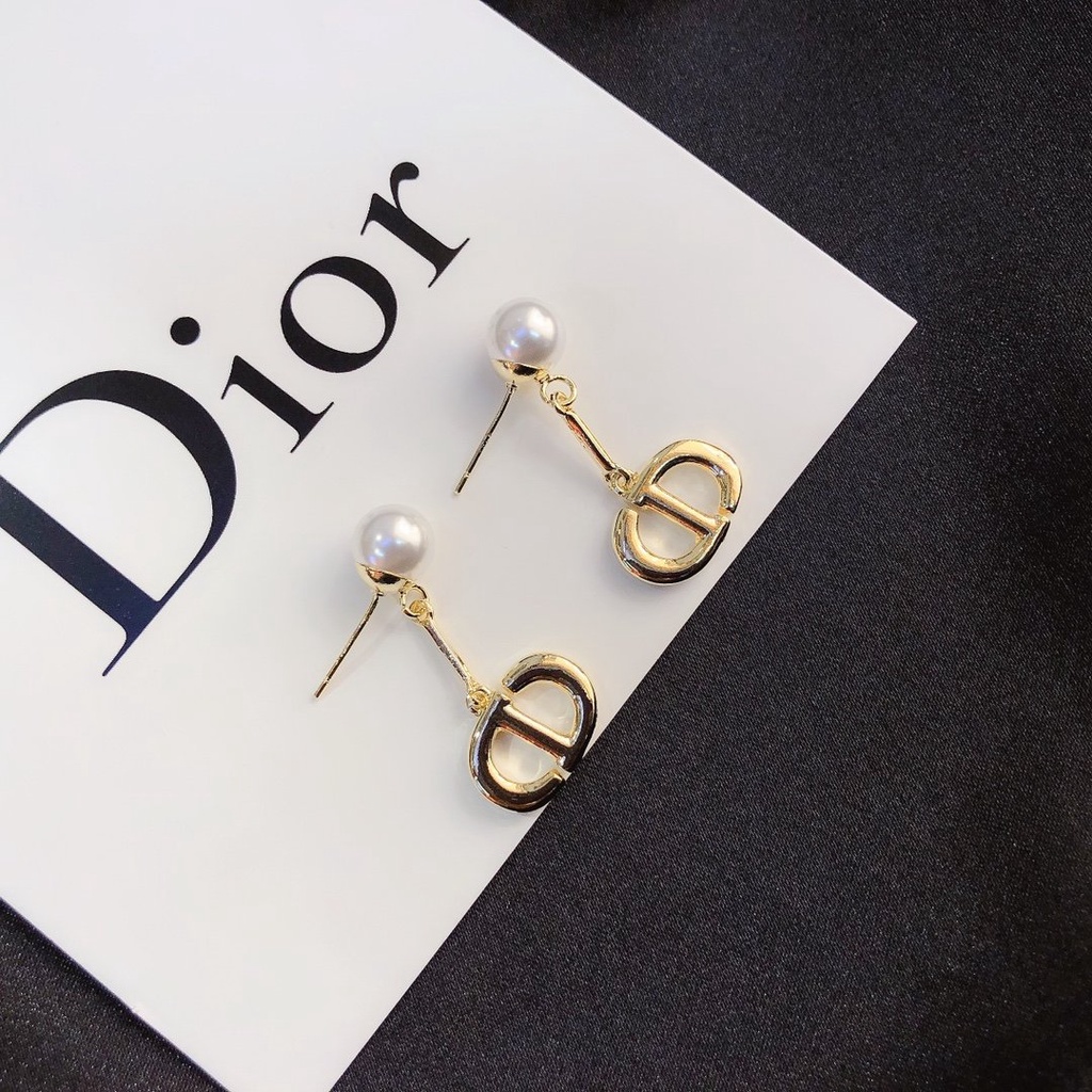 Khuyên Tai Tròn Khắc Chữ Dior Bằng Thép Titanium Thời Trang Cho Nữ