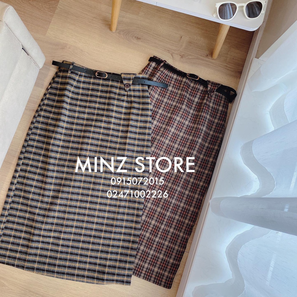 Chân váy midi kẻ kèm đai #811 (2 màu) | BigBuy360 - bigbuy360.vn