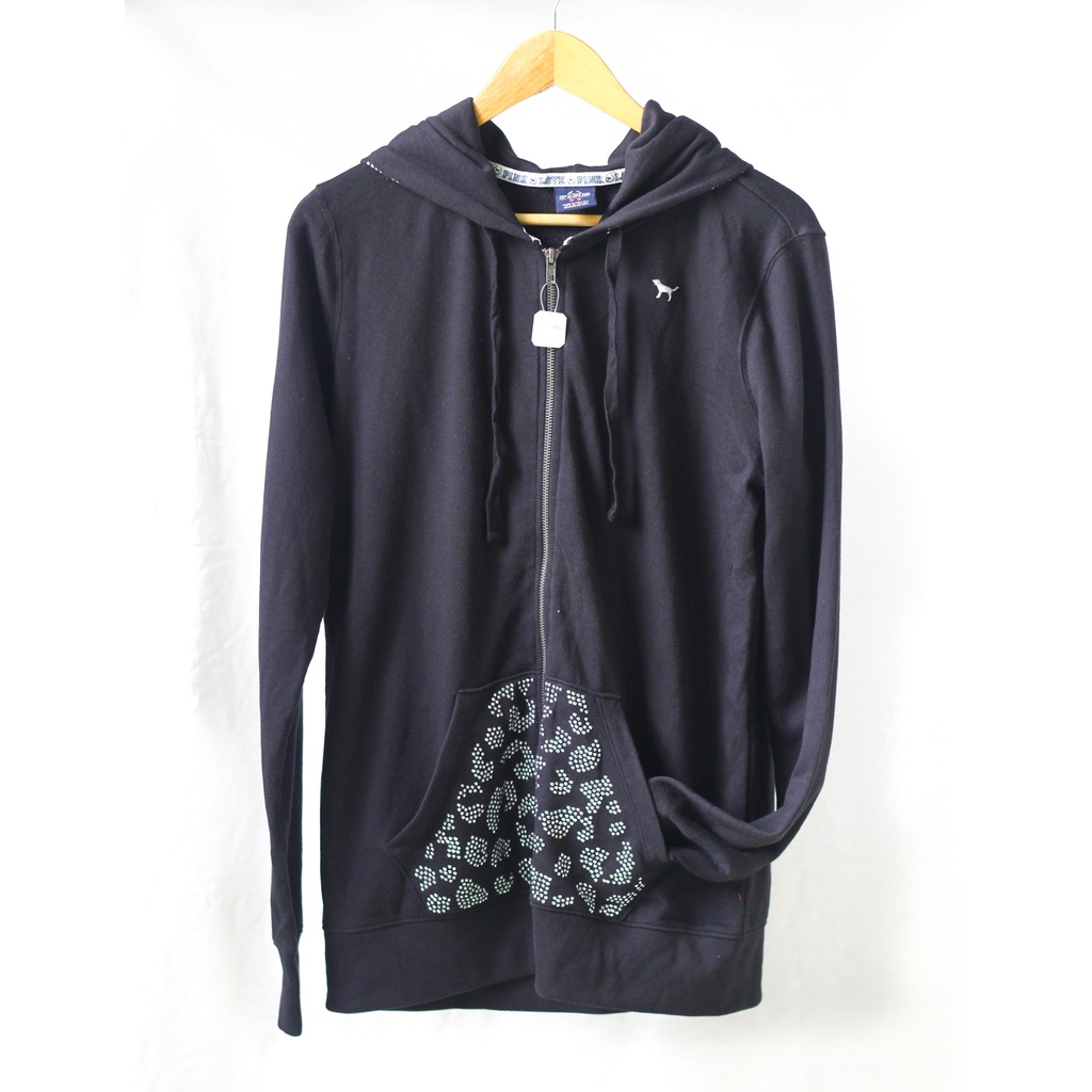 Áo khoác nữ có mũ trùm đầu thời trang tay dài khóa kéo rút dây Pink hoodie