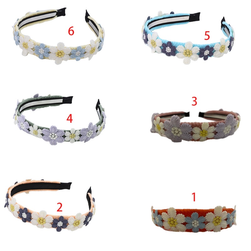 Băng Đô Vải Dệt Thủ Công Bản Rộng Thêu Hoa Màu Sắc Tương Phản Xinh Xắn Cho Nữ