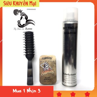 COMBO Gôm xịt tóc BUTTREFLY 320ML + Sáp Vuốt Tóc SAWENSITO DElUXE HAIR WAX 100ml (giữ nếp tốt ) + Lược