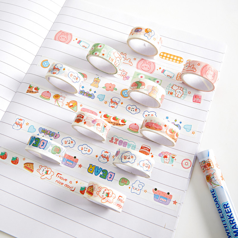 1 Cuộn Băng Keo Washi In Họa Tiết Thú Hoạt Hình Dễ Thương Trang Trí Nhật Ký