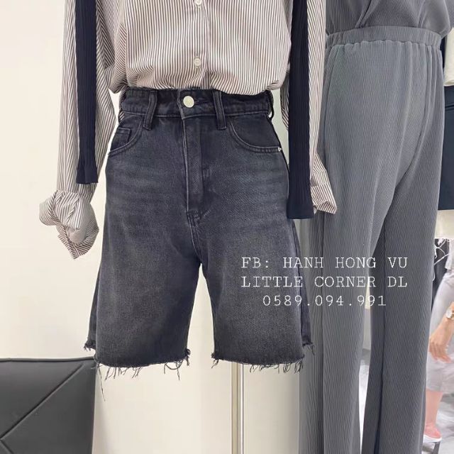 Quần slim ngố jeans lửng màu xám lưng cao form ulzzang kèm ảnh thật