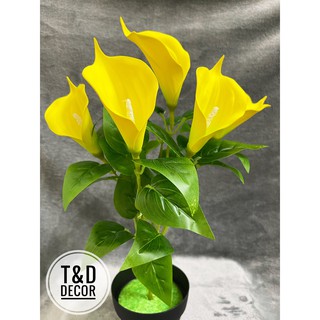 Cây giả decor- cây hoa rum vàng 40cm