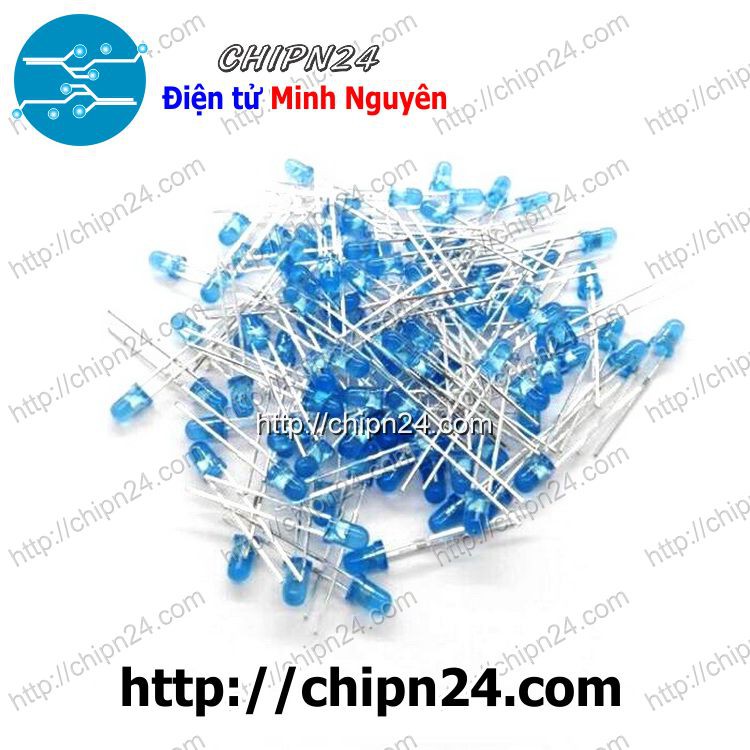 [50 CON] Led 3mm Vỏ đục Màu ra màu XANH DƯƠNG