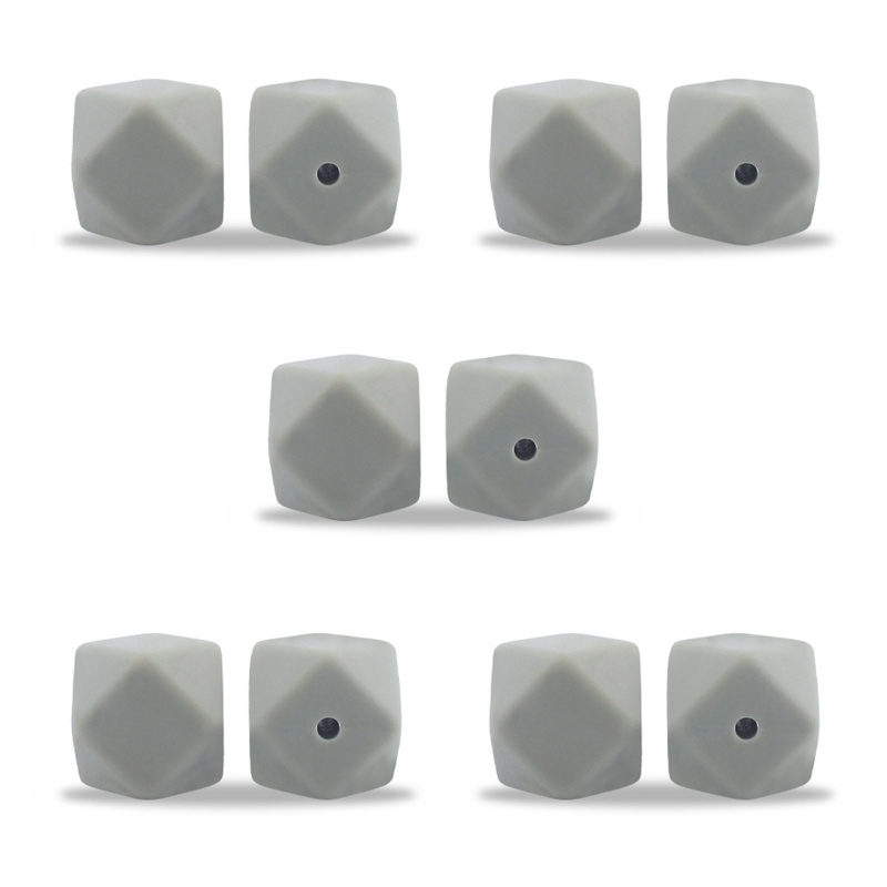 Bộ 10 Chuỗi Hạt Đá Bát Giác Bằng Silicone Làm Vòng Đeo Tay / Dây Chuyền / Vòng Cổ Handmade DIY Cho Bé