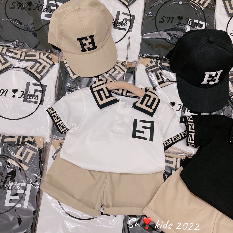 [SET BÉ TRAI] Bộ Chữ FF hàng thêu sịn sò kèm mũ cho bé trai