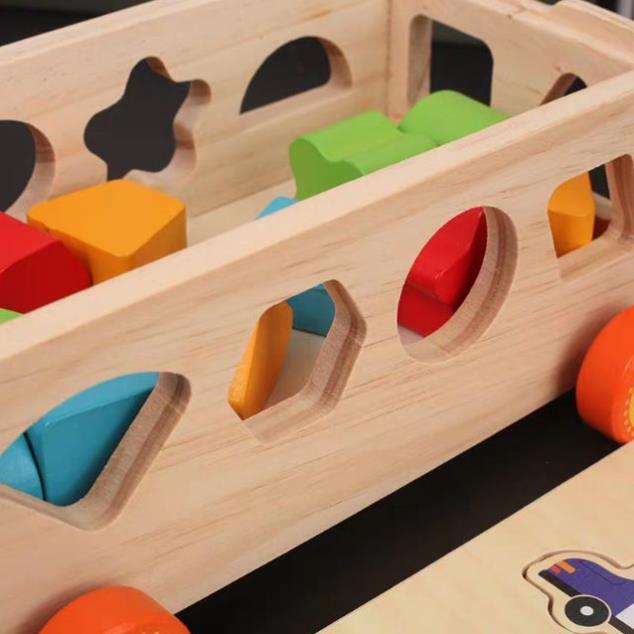 Đồ Chơi Montessori, Đồ Chơi Gỗ Thông Minh: Xe Kéo Thả Số Và Hình Khối Cho Bé