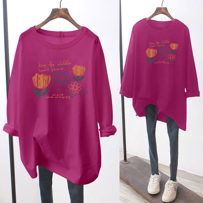 NRVP Áo Thun Nữ Dài Tay Cổ Tròn Thời Trang Hàn