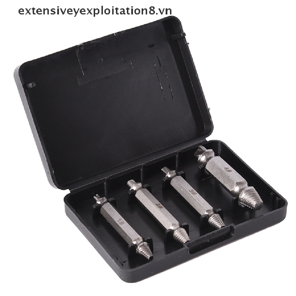 Bộ 4 dụng cụ đầu khoan tháo siết đinh và ốc bị hỏng với bộ dẫn