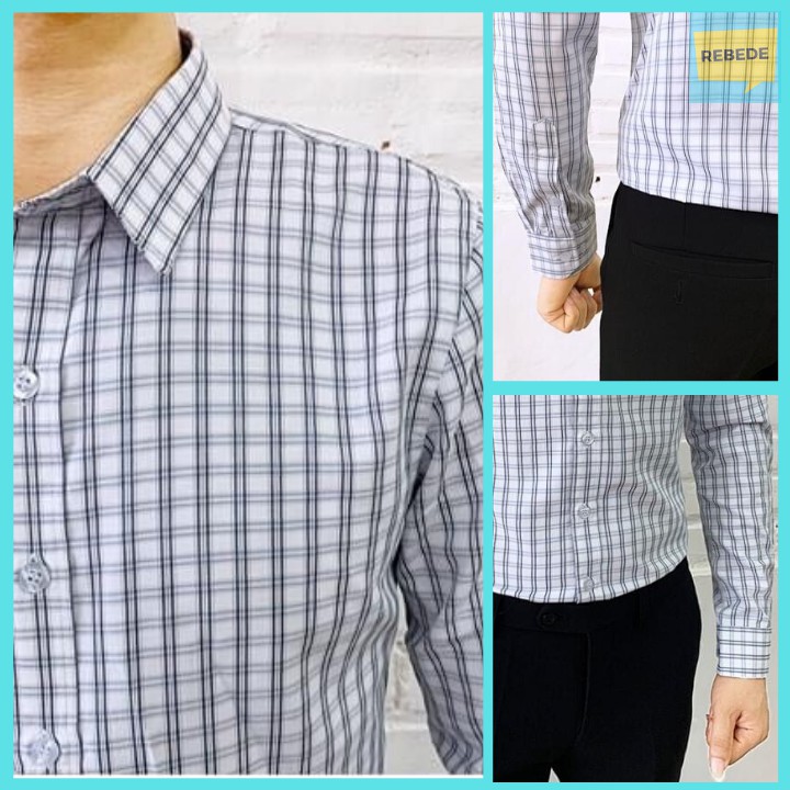 (Mã: SMGH - Kẻ nhỏ màu xám) Áo sơ mi nam kẻ caro phong cách Hàn Quốc | BigBuy360 - bigbuy360.vn