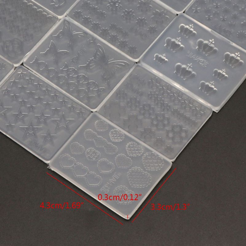Set 12 Khuôn Silicone Làm Móng Nghệ Thuật Mini Hình Động Vật / Hoa Lá / Động Vật