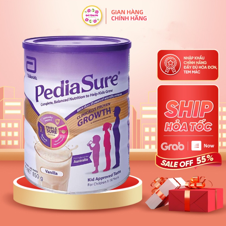 Sữa bột Pediasure hương vanilla 850g nội địa Úc quatangme