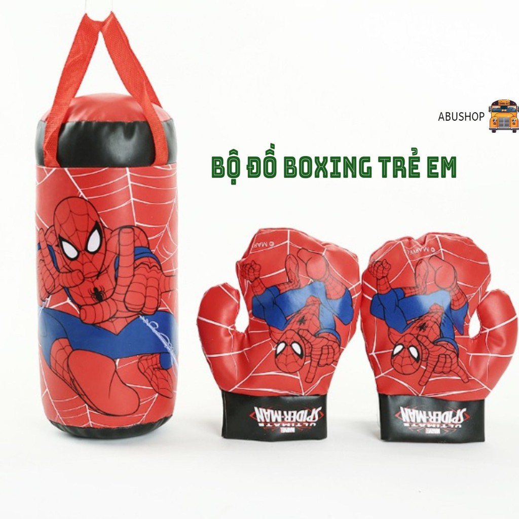 Bộ boxing đấm bốc trẻ em 💝FREESHIP💝 Găng Tay Và Bao Bố dụng cụ đấm bốc quyền anh người nhện A96