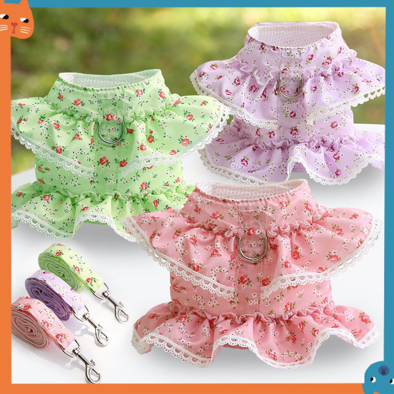 Dây Dắt Thú Cưng Đi Dạo Họa Tiết Hoa Xinh Xắn