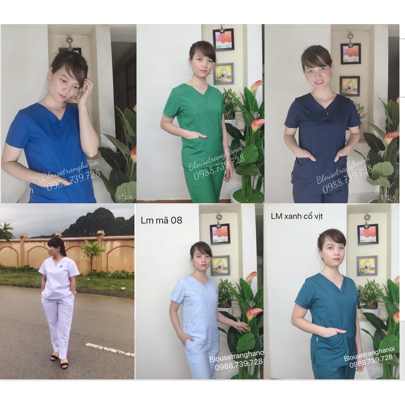 Bộ Scrups bác sĩ, bộ kĩ thuật viên phòng mổ, quần áo blouse nữ- Blouse trắng hà nội