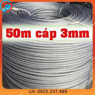 Combo 50m dây cáp bọc 3mm kèm 4 khoá cáp 2 tăng đơ. Dây phơi thông minh