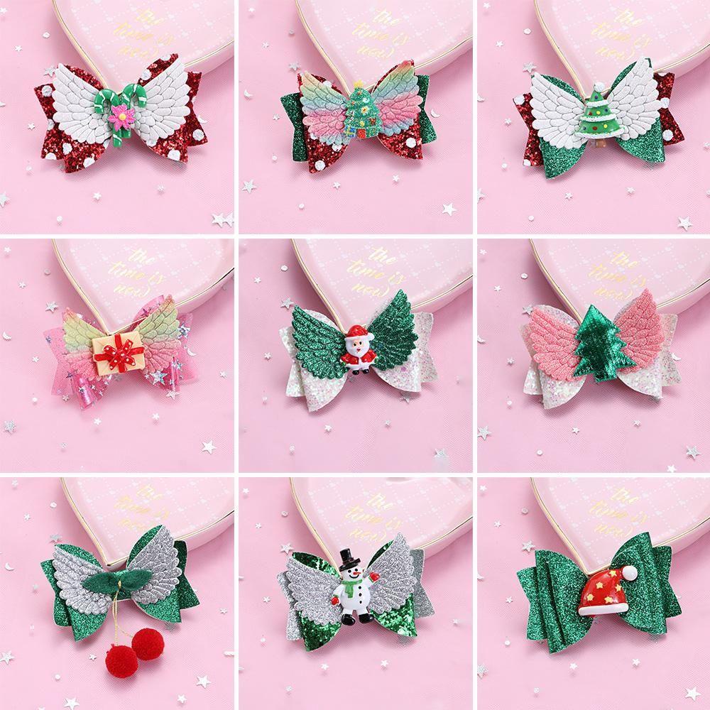Kẹp Tóc Hình Nơ / Ông Già Noel Đính Kim Tuyến Lấp Lánh Thời Trang Cho Bé