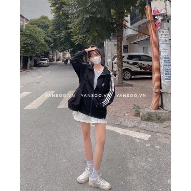 Áo Khoác Nỉ Nam Nữ Thể Thao Fom Rộng Sọc Tay In Họa Tiết Mix Đồ Gì Cũng Đẹp