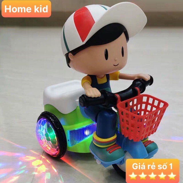 Đồ Chơi Em Bé Đi Xe Đạp Xoay 360 độ, Phát nhạc, Phát Sáng