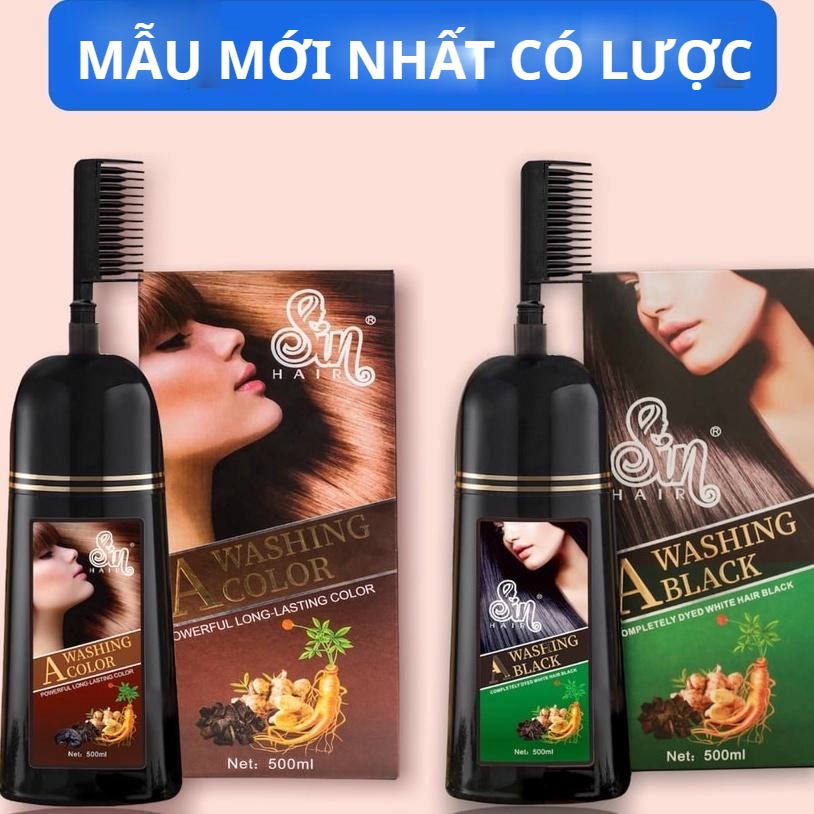 (Giao Hỏa Tốc) Dầu Gội Phủ Bạc SIN HAIR Nhật Bản 500ml - Màu Đen, Nâu Chính Hãng