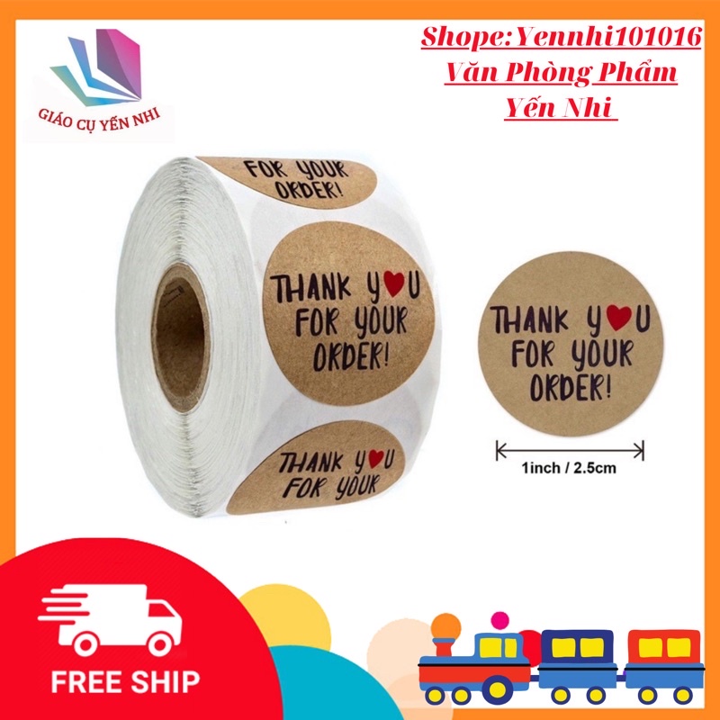 Cuộn 500 nhãn dán Sticker Thank you các mẫu