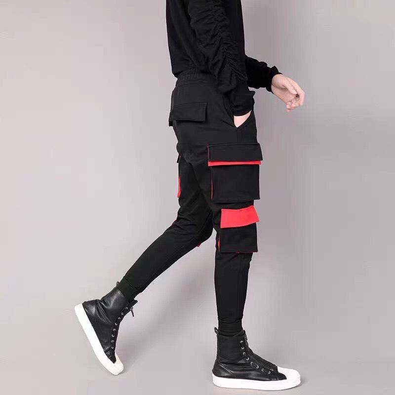 Quần Jogger kaki thể thao túi hộp phối đỏ - JKTH18