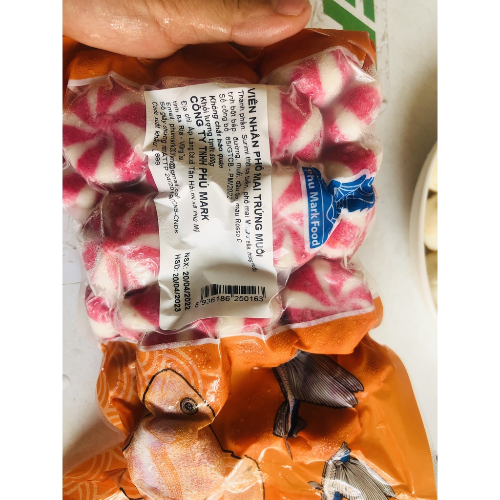 gói 1kg hàng loại 1 viên hải sản nhân phô mai trứng muối phú mark