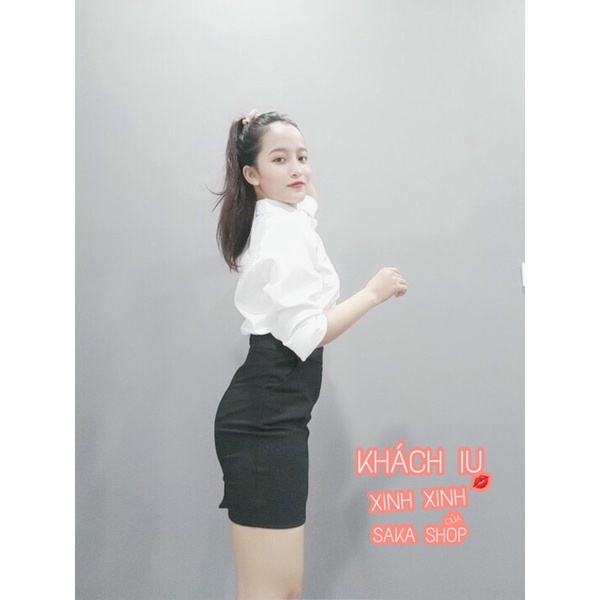 [ship 30p] Áo sơ mi nữ trắng tay dài công sở