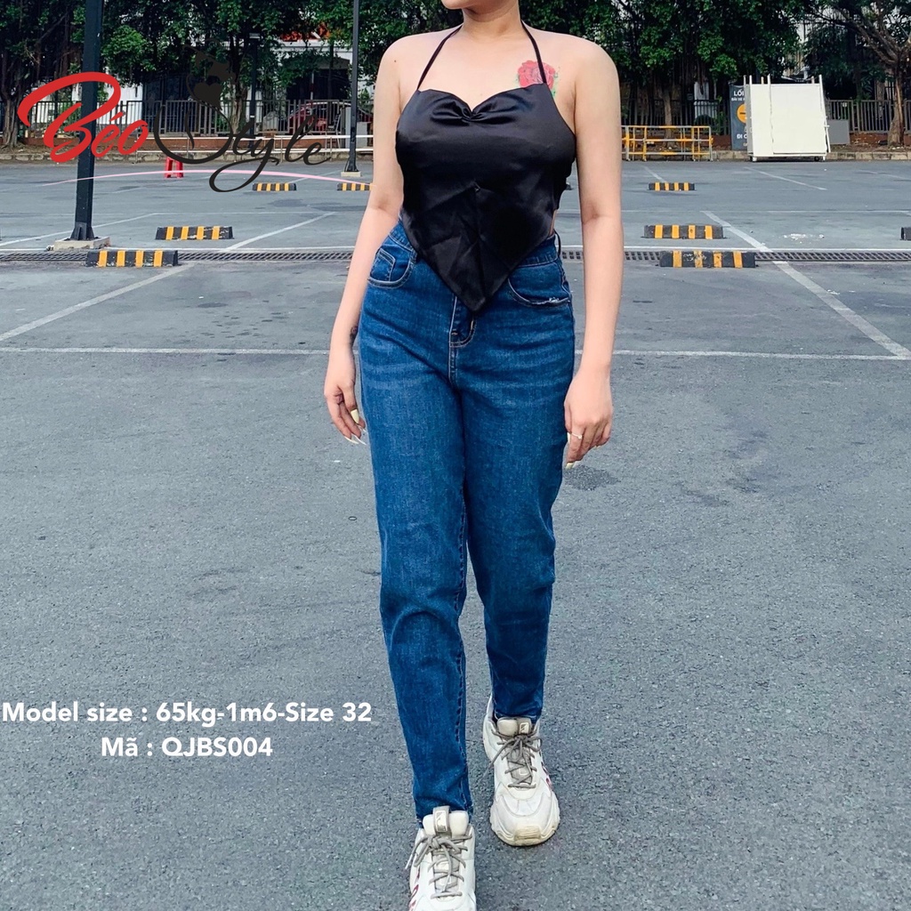 Quần Jean Baggy nữ lưng cao co giãn tốt Bigsize QJBS004 Dành cho các nàng mũm mĩm từ 55-90kg | BigBuy360 - bigbuy360.vn