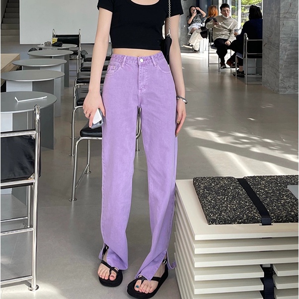 Quần jean SUXI lưng cao ống rộng thời trang xuân hè cá tính dành cho nữ