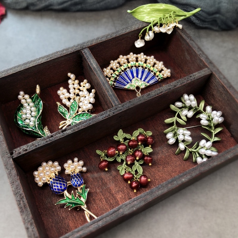 Ghim Cài Áo Đính Ngọc Trai Giả Phong Cách Phương Tây Thời Trang Cho Nữ